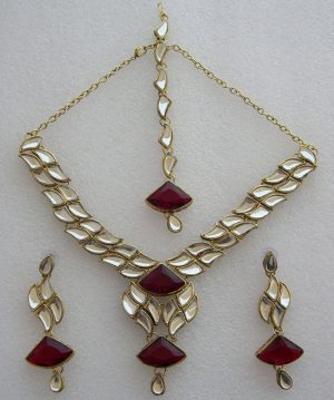 y3477 Necklace Earrings Gold Tone Kundan Bridal Kundan Set y3477