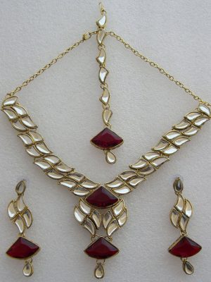 Necklace Earrings Gold Tone Kundan Bridal Kundan Set y3477