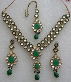y3480 Kundan Jewelry Necklace Earrings Set Bollywood Ethnic y462