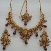 Kundan Polki Gold Plated Indian Bridal Necklace Earring Tikka y3813