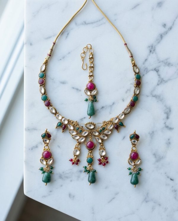 Bollywood Necklace Earring Kundan Set Jewelry Wedding y3818