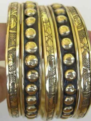 Gold Plated 2.6 Copper Bracelet Bangle 5 Pcs Set Bollywood Festival Party y511_1
