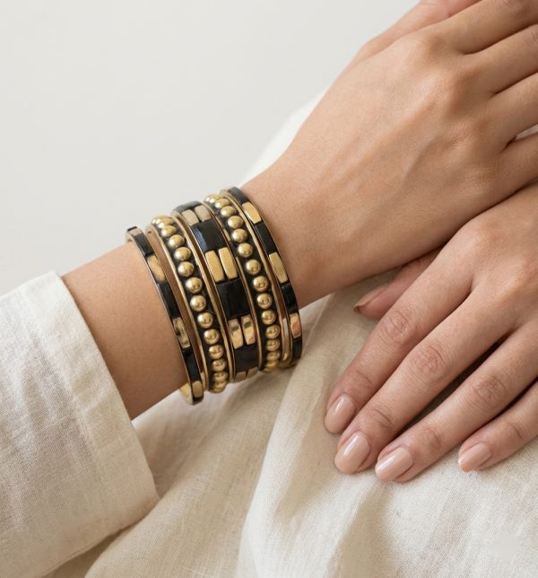 y541 Women Bracelet & Bangles Golden Oxidised Set of 5 Pcs y541