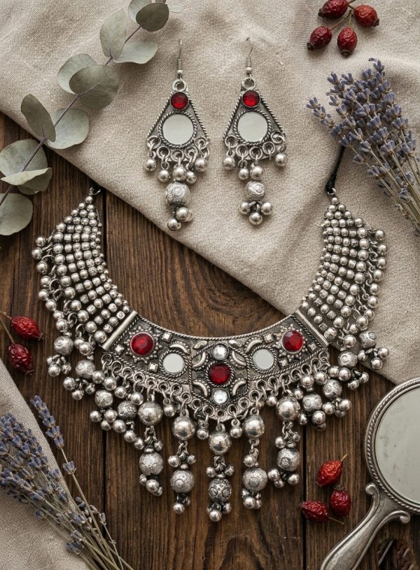 Tribal Costume Jewelry Earring Necklace Garba Goth f1244