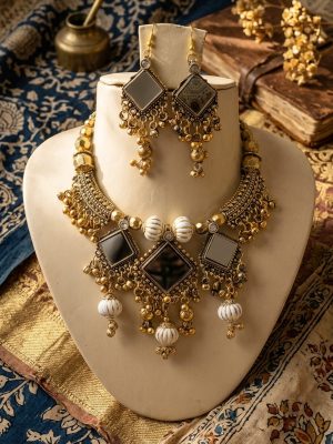 Gold Oxidized Womens Navratri Fancy Gift For Wife Set f1290