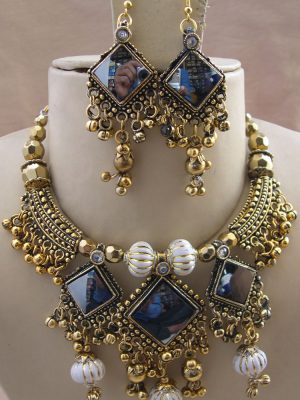 Gold Oxidized Womens Navratri Fancy Gift For Wife Set f1290