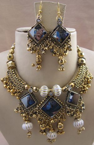 f1290 Gold Oxidized Womens Navratri Fancy Gift For Wife Set f1290