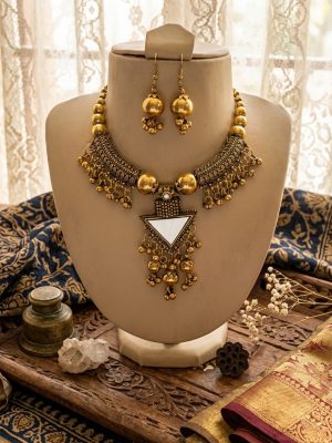 Gold Oxidized Gothic Banjara Rabari Necklace f1298
