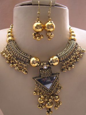 f1298 Gold Oxidized Gothic Banjara Rabari Necklace f1298