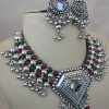 Silver Plated Vintage bib NECKLACE Garba gypsy f1317