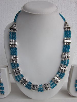 Bollywood Indian Fashion Long Brass Moti Set f1451