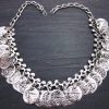 Coin Silver Oxidized Haar Necklace f1576