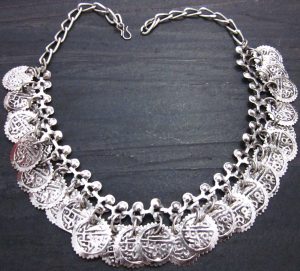 Coin Silver Oxidized Haar Necklace f1576