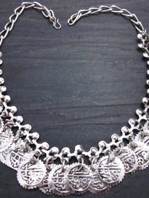 Coin Silver Oxidized Haar Necklace f1576