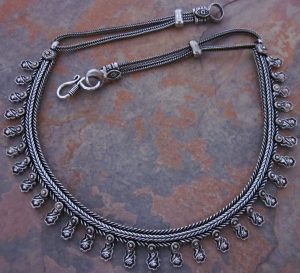 f1580 Oxidised Silver Toned Kolhapuri Necklace f1580