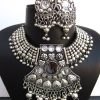 Oxidized Silver Plated Classic Style Navratri Necklace Set with Earrings f1598