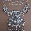 Oxidized Silver Plated Classic Style Navratri Necklace Set with Earrings f1598
