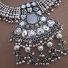 Oxidized Silver Plated Classic Style Navratri Necklace Set with Earrings f1598