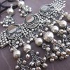 f1611_3 Silver Plated Choker With Earrings Navratri Gujarat Dandiya Raas Jewellery Set f1611