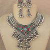 Engagement Gift | Necklace Design | Silver Oxidized | Bollywood f380