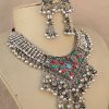 Engagement Gift | Necklace Design | Silver Oxidized | Bollywood f380