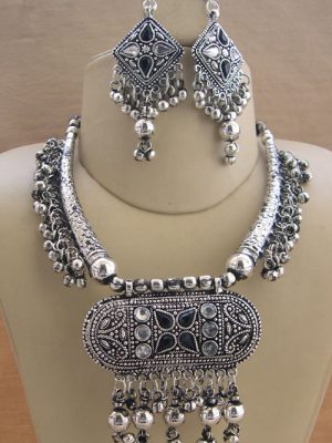 Silver Vintage Kuchi Tribal JEWELRY Hasli Set f496