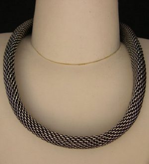 Snake Chain Silver Oxidized Necklace nk214