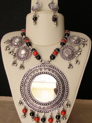 Fancy Oxidized Banjara Long Earrings Necklace k17