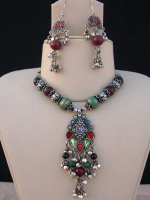 Women's Silver Oxidized Traditional Ethnic Party Wear Set k74