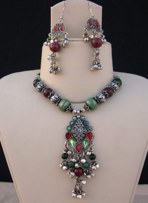 Women's Silver Oxidized Traditional Ethnic Party Wear Set k74