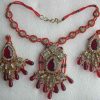 Polki Necklace Earrings Gold Tone Bridal Kundan Set y119