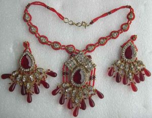 y119 Polki Necklace Earrings Gold Tone Bridal Kundan Set y119