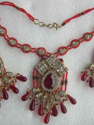 Polki Necklace Earrings Gold Tone Bridal Kundan Set y119