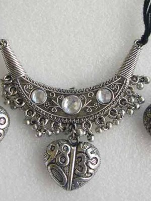Oxidized Silver Necklace Jewellery Set for Women y183