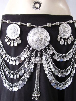 Coin Oxidized Silver Waist Kamarbandh