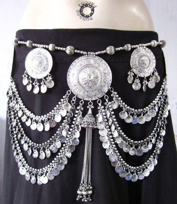 Coin Oxidized Silver Waist Kamarbandh