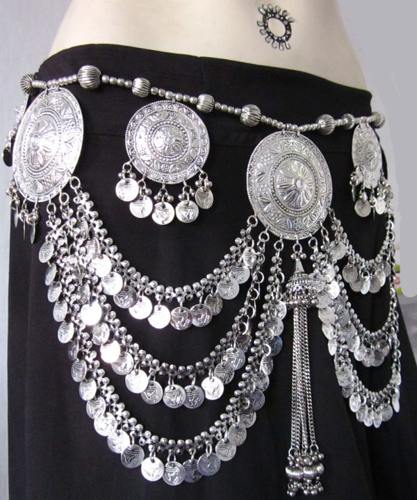 Coin Oxidized Silver Waist Kamarbandh