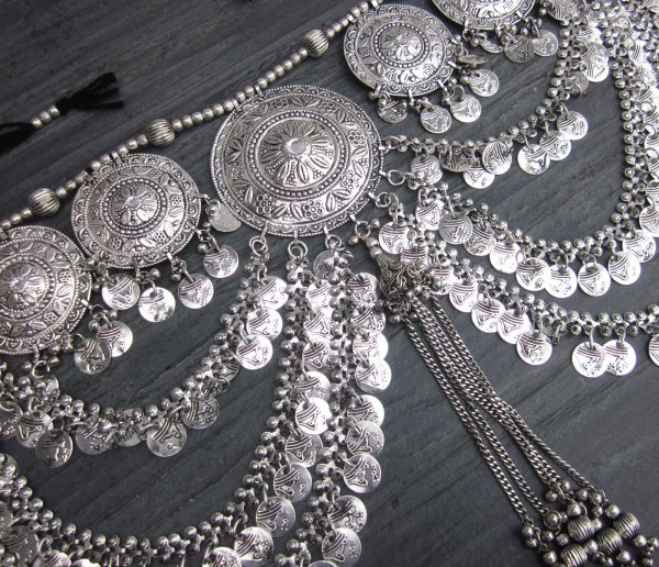 Navratri Special Oxidized Coin Kandora