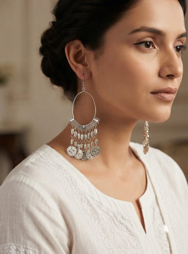 Tribal Boho Silver Earrings
