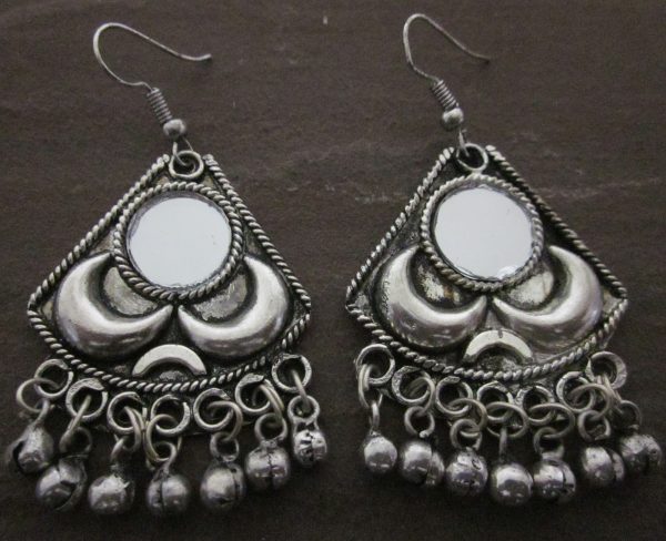 Navratri Traditional German Silver Oxidized Earrings