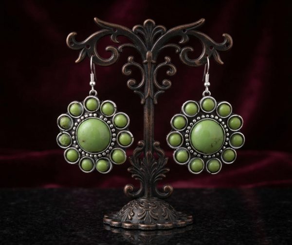 ea38_1 Traditional Navratri Green Stone Fancy Earrings