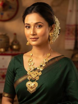 f1688_2 Navratri Wear Long Pendent Fashion Gold Necklace