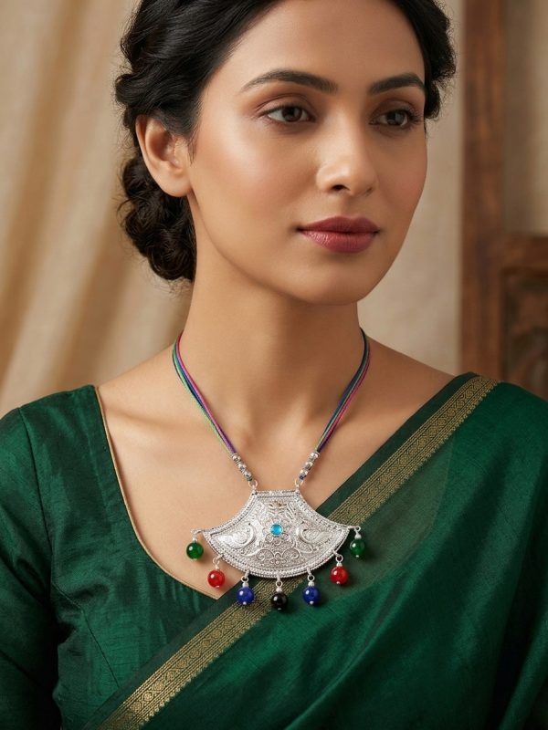 Silver Oxidized Cord Neck