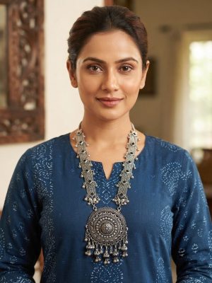 nk612 Hippie Festival Style Gujarati Garba Oxidized Necklace