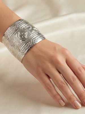 cf124_4 Silver Plated Classic Style Navratri Cuff Women/Girls Garba