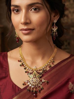 w115_3 Gold Plated Necklace Fashion Navratri Girls